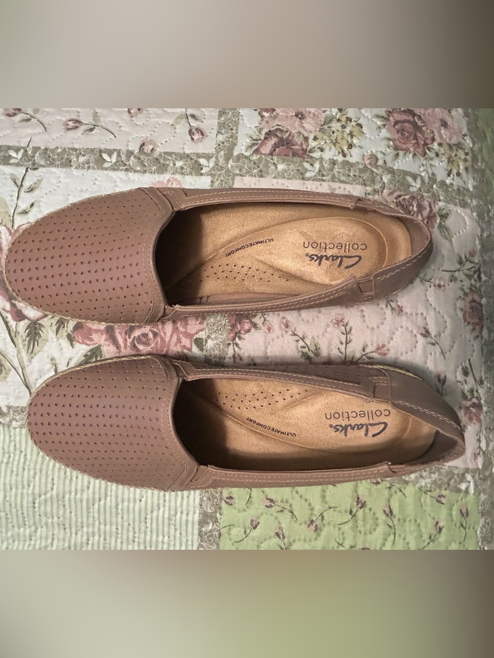 Clarks Women's Taupe Perforated Slip-On Loafers